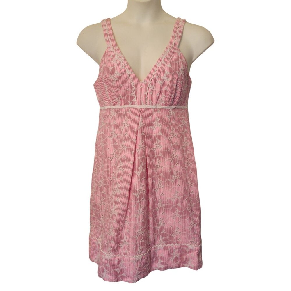 Lilly Pulitzer Sleeveless Summer Dress 12 KARA Floral Parade Pink Eyelet Babydol